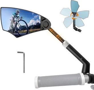 OEM Espejo Retrovisor Para Bicicleta, Izquierdo, Giratorio 360 Grados, Espejo Hd Extragrande De Cristal Aut&eacute;ntico, Apto Para Manillares De 20-23 Mm