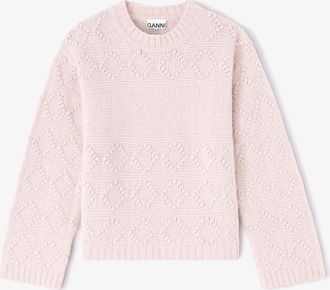 Ganni Pink Cotton Wool Bubble Jumper - Size XS