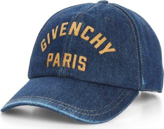 Givenchy Logo Embroidered Denim Adjustable Baseball Cap in Indigo Blue at Nordstrom