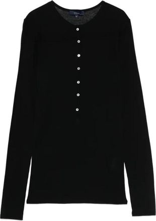 SOEUR Isabella Long Sleeve T-Shirt - Dames - Ronde hals truien - Zwart - S - Katoen - Truien & Vesten