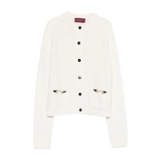 Gucci Cardigans, female, White, S, Wool Blend Cardigan