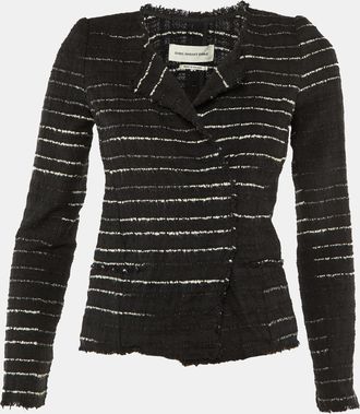 Isabel Marant Etoile Black Striped Cotton Button Front Cardigan