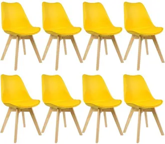 Woltu Set of 8 Dining Chairs Designer Side Chairs Home Office Commercial, Yellow - Woltu