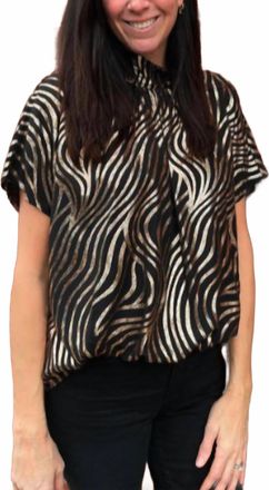 Adrienne London Bubble Hem Top In Noir Muse