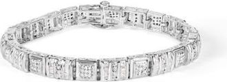 House of Brilliance 10K White Gold Round and Baguette Cut Diamond Bracelet at Nordstrom