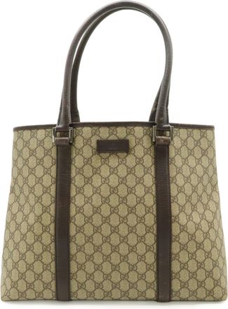 Gucci Beige Dark Brown Gg Supreme Shoulder Bag Tote Bag (Pre-Owned)