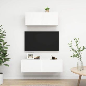vidaXL Vidaxl - Set De Muebles De Sal&oacute;n Tv 2 Piezas Madera De Ingenier&iacute;a Blanco