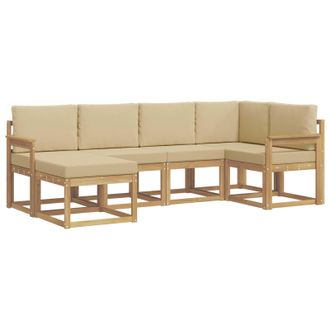 vidaXL Conjunto De Sof&aacute;s De Exterior Con Coj&iacute;n 6 Pcs Y Beige Poli&eacute;ster Vidaxl