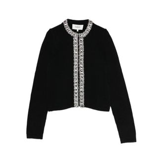 BA&SH Ba&Sh, Cardigans, female, Black, Size: XS Louna Diamante Knit Cardigan