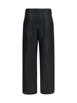 Kristina Ti Faux Leather Crinkled Trousers - Black