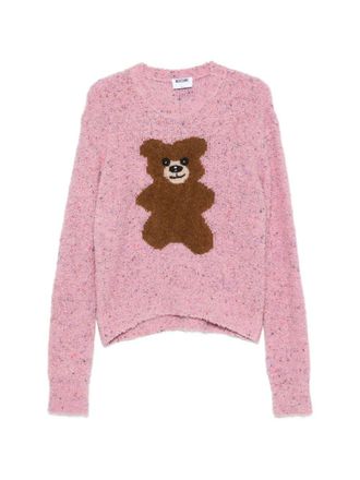 Moschino Teddy Bear Motif Boucl&eacute; Knit Sweater - Pink