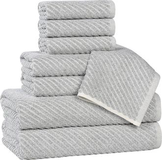 Superior Amelia Medium Weight Diagonal Stripes 8Pc Towel Set
