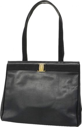Ferragamo Navy Leather Tote Bag (Pre-Owned)