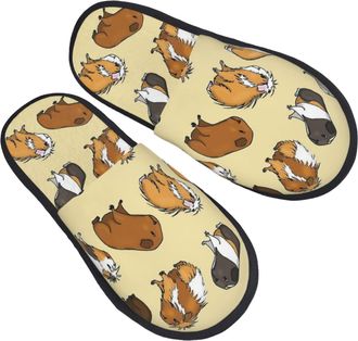 Generic Women Men Slippers Guinea Pig House Slippers Plush Fleece Lined Bedroom Slippers Washable House Shoes For Guest Party Travel L
