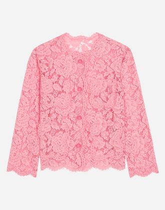 Dolce & Gabbana Single-breasted Lace Jacket - Woman Blazers Pink 42