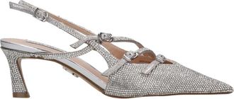 Steve Madden Zilveren Metallic Strappy Hakken met Strass - Dames - Pumps - Grijs - 38 EU - Leer - Schoenen