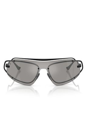 Ferrari 132mm Rimless Rectangular Sunglasses in Matte Black /Grey Mirror at Nordstrom