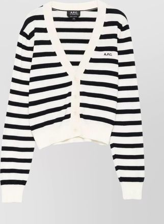 A.P.C. striped knitwear cardigan v-neck