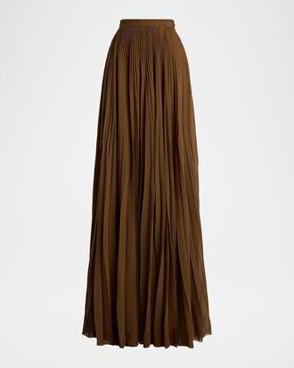 Ralph Lauren Collection Pleated Chiffon Maxi Skirt