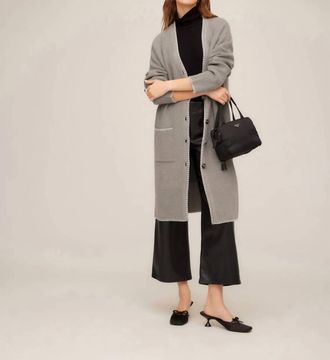 Fifteen Twenty Ariel Cardigan Sweater In Gray With Cream