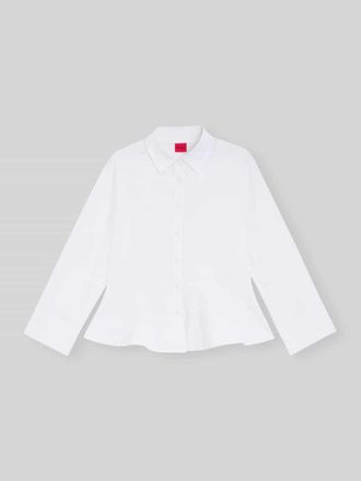 HUGO BOSS Slim Fit Bluse aus reiner Baumwolle mit Sch&ouml;&szlig;chen Modell EMBRELLA in Weiss, Gr&ouml;&szlig;e 34