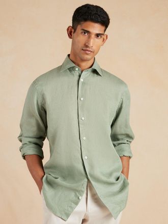 Oliver Brown Amalfi Linen Shirt - Sage Green