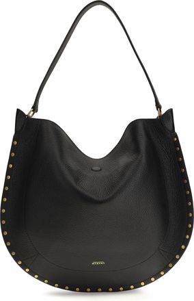 Isabel Marant Womens Hobo Shoulder Bag Oskan Black Calfskin Calf Leather