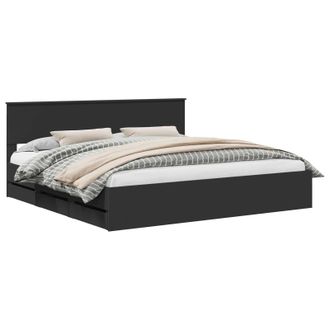 vidaXL Estructura De Cama Negro 200 X 200 Cm Madera Ingenieril Vidaxl