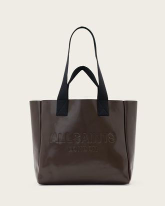 AllSaints Izzy Embossed Logo Leather Tote Bag