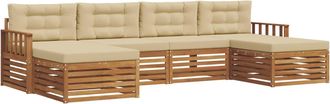 vidaXL Conjunto De Sof&aacute;s De Exterior 6 Uds. Natural Y Beige Vidaxl