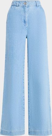 Toccin Eileen Wide-Leg Denim Pants with Slits