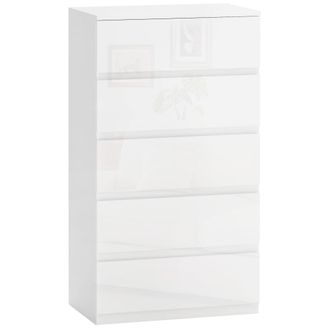 HOMCOM C&oacute;moda con cajones 55x33x100 cm blanco brillante