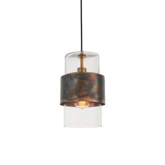 Loops Bronze Hanging Ceiling Pendant Light - Clear Glass Shade - Single Bulb Fitting