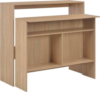 vidaXL Mesa Alta De Bar Con 2 Tableros Roble 130x40x120 Cm Vidaxl