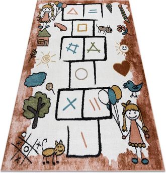 RugsX Rugsx - Alfombra Fun Hop Para Ni&ntilde;os, Rayuela, Animales Rosado Pink 160x220 Cm