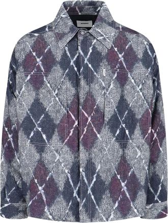 BONSAI diamond texture shirt jacket - Grey