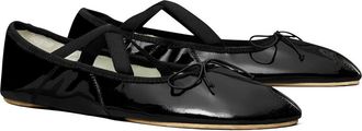 Tory Burch Peep Toe Mary Jane Ballet Flat in Perfect Black at Nordstrom, Size 10.5