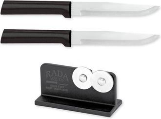 Rada Cutlery 5.375-Inch Stubby Butcher Knife Set of 2 & Quick Edge Knife Sharpener in Black at Nordstrom