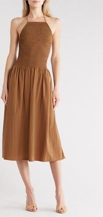 Rails Leslie Halter Neck Smock Midi Dress in Sepia at Nordstrom Rack, Size X-Large