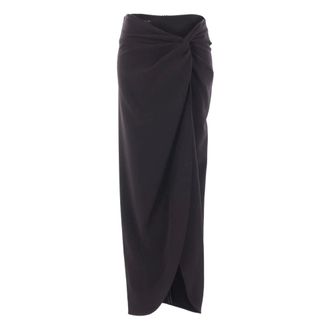 Federica Tosi Midi Skirts, female, Black, Size: S Front Knot Midi Skirt