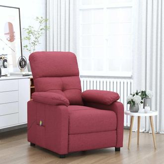 vidaXL Sill&oacute;n De Masaje De Tela Rojo Tinto Vidaxl