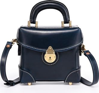 OLD TREND Azalea Genuine Leather Vintage Box Crossbody in Navy at Nordstrom