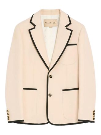 Valentino Garavani single-breasted piping blazer - men - Virgin Wool - 52 - Neutrals