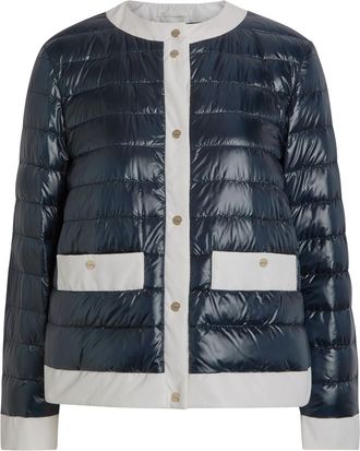 Herno Contrasting Padded Glossed Shell Jacket - Blue - 48 (UK16 / XL)