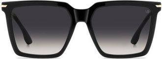Victoria Beckham VB 1022/S 56mm Rectangular Sunglasses in Black/dark Grey Sf at Nordstrom