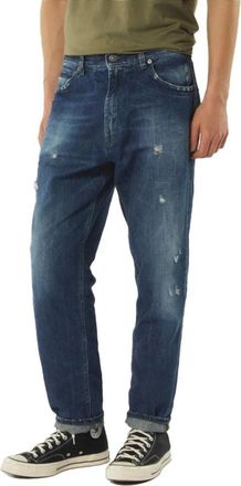 Dondup Groene Gestikte Denim Jeans met Artistieke Details - Heren - Slim Fit Jeans - Blauw - W30 - Denim - Jeans
