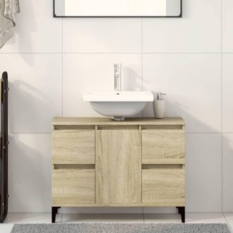 Berkfield Home Sink Cabinet Sonoma Oak 80x33x60 cm Engineered Wood in Light Oak | Size: 80 x 33 x 60 cm