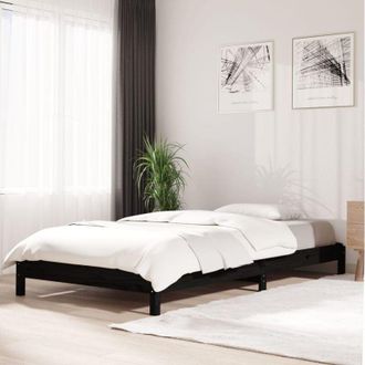 vidaXL Letto Impilabile Nero 75x190 cm in Legno Massello di Pino - Vidaxl