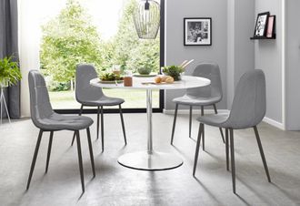 Inosign Essgruppe Set, 5 Stk. tlg. mit rundem Tisch in weiss Hochglanz