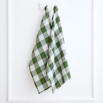 Solino Home Linen Kitchen Towels - Buffalo Check in Olive And White at Nordstrom, Size Small